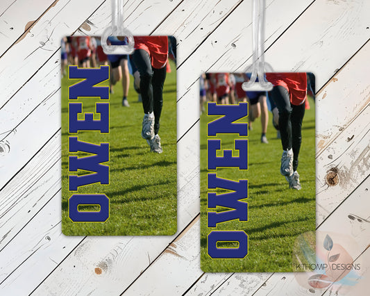 Personalized Cross Country Bag Tag with Name and Team Colors