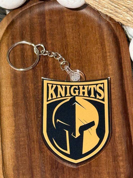 Canandaigua Knights Logo Acrylic Keychain – UV Printed with Optional Tassel