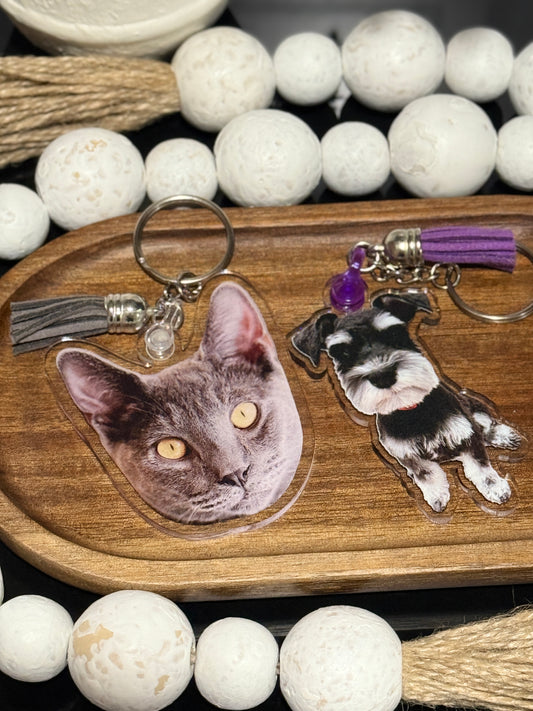 Personalized Pet Portrait Keychain, Custom Cat Keychain, Dog Photo Keyring, Gift For Pet Lovers, Pet Memorial Gift, Holiday Gift