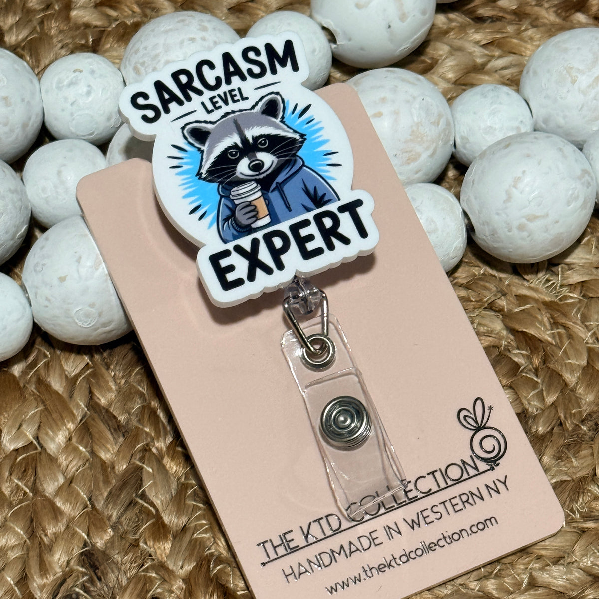 Sarcasm Level Expert Raccoon Badge Reel