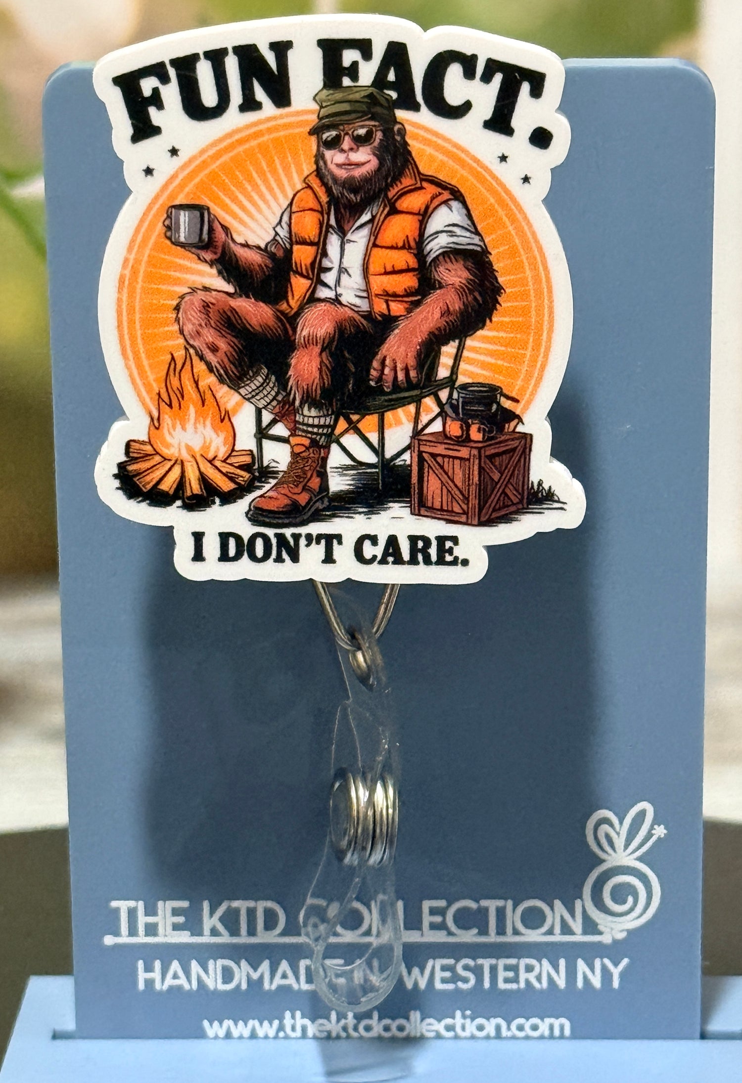 Fun Fact I Don't Care Bigfoot Funny Badge Reel for Nurses