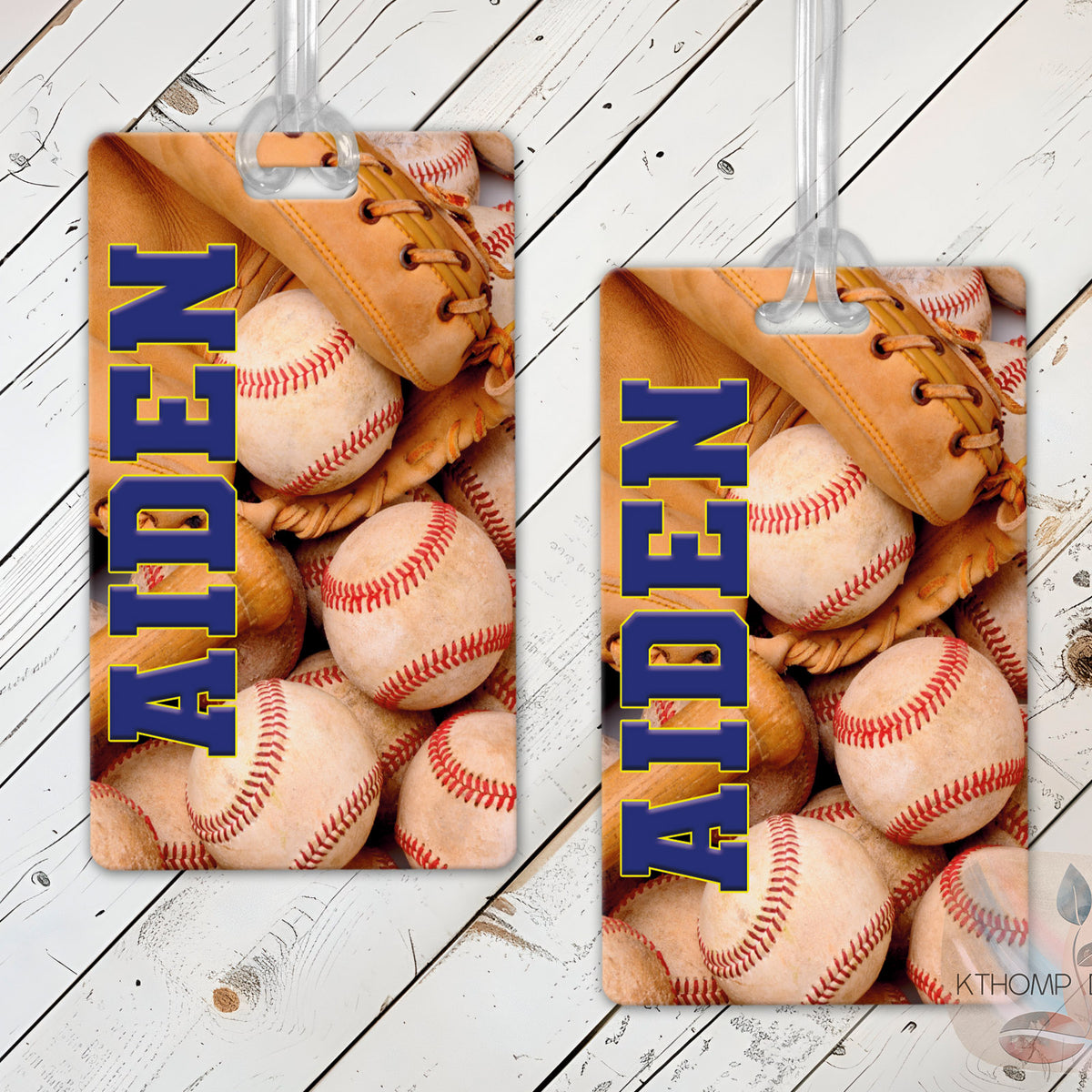 Personalized Baseball Bag Tag with Name and Number