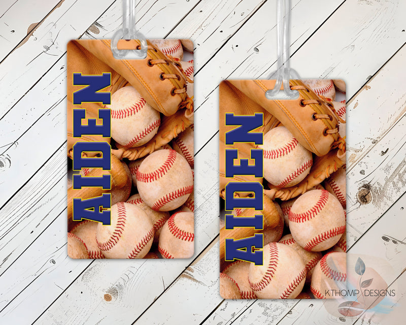 Personalized Baseball Bag Tag with Name and Number