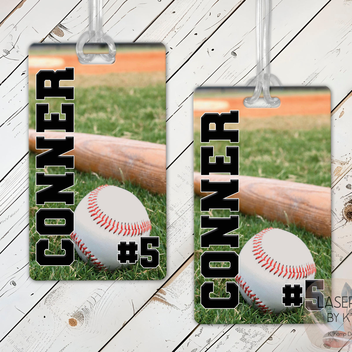 Personalized Baseball Bag Tag with Name and Number