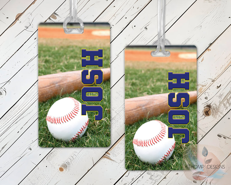 Personalized Baseball Bag Tag with Name and Number