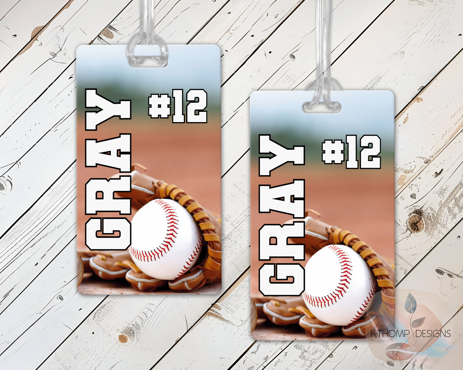 Personalized Baseball Bag Tag with Name and Number