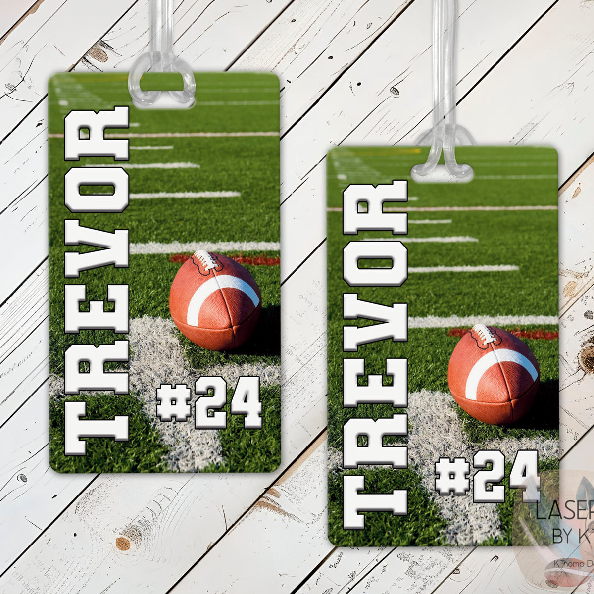 Personalized Football Bag Tag with Name and Number