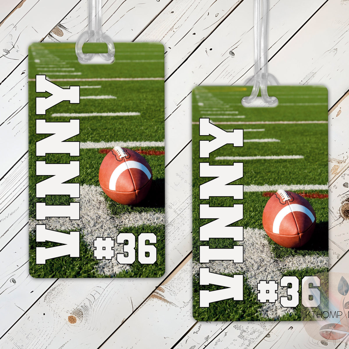 Personalized Football Bag Tag with Name and Number