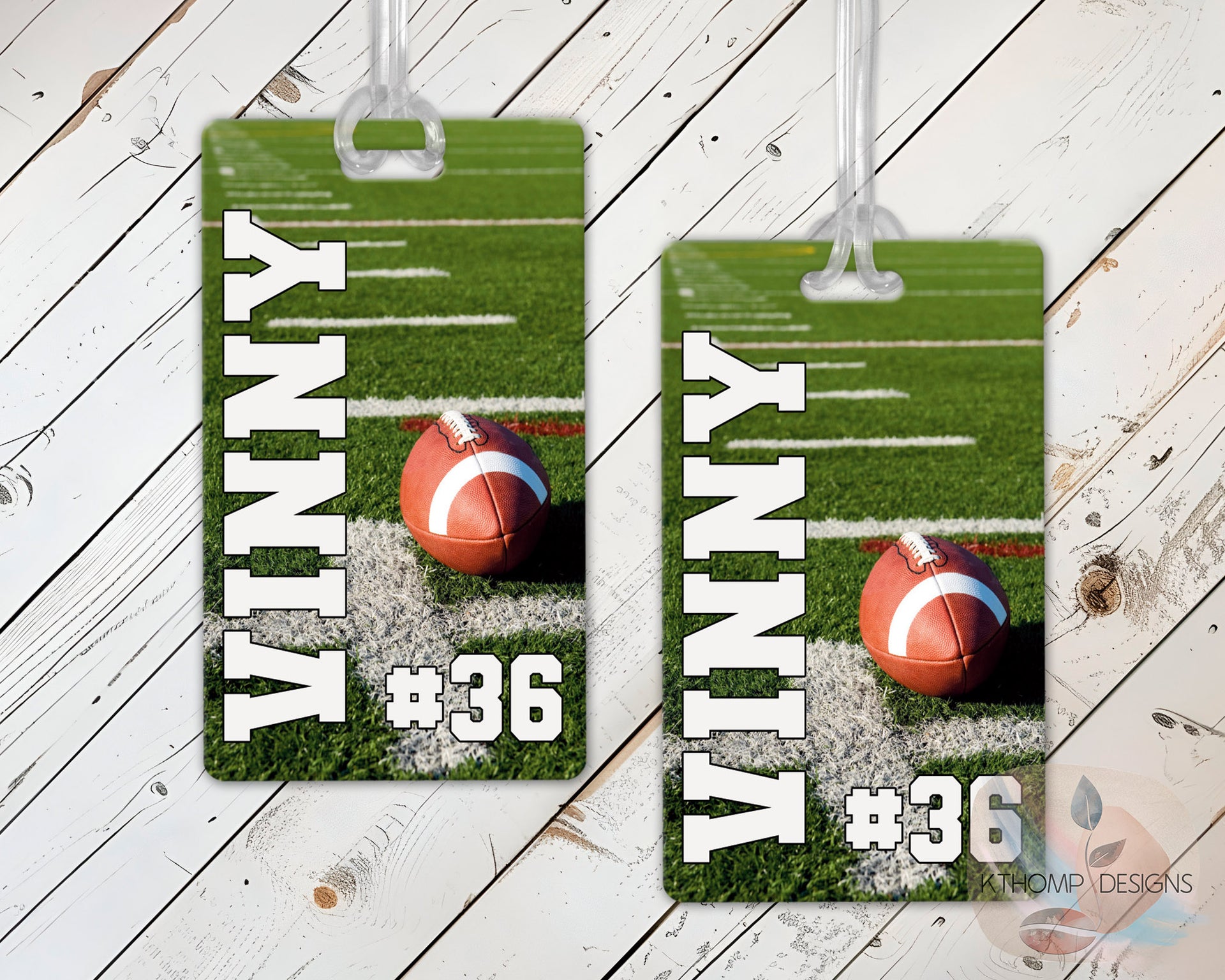 Personalized Football Bag Tag with Name and Number