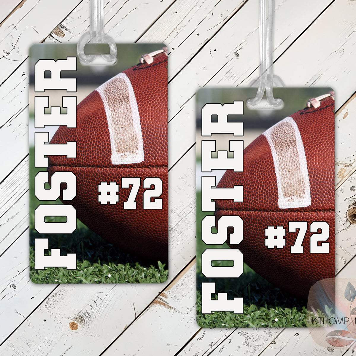 Personalized Football Bag Tag with Name and Number