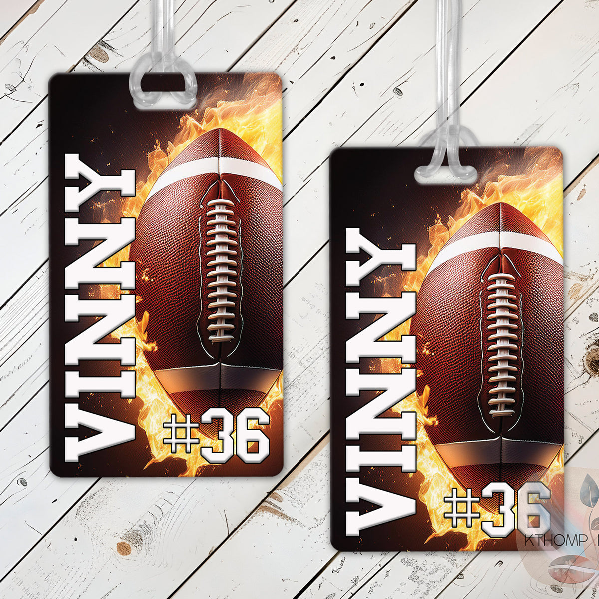 Personalized Football Bag Tag with Name and Number