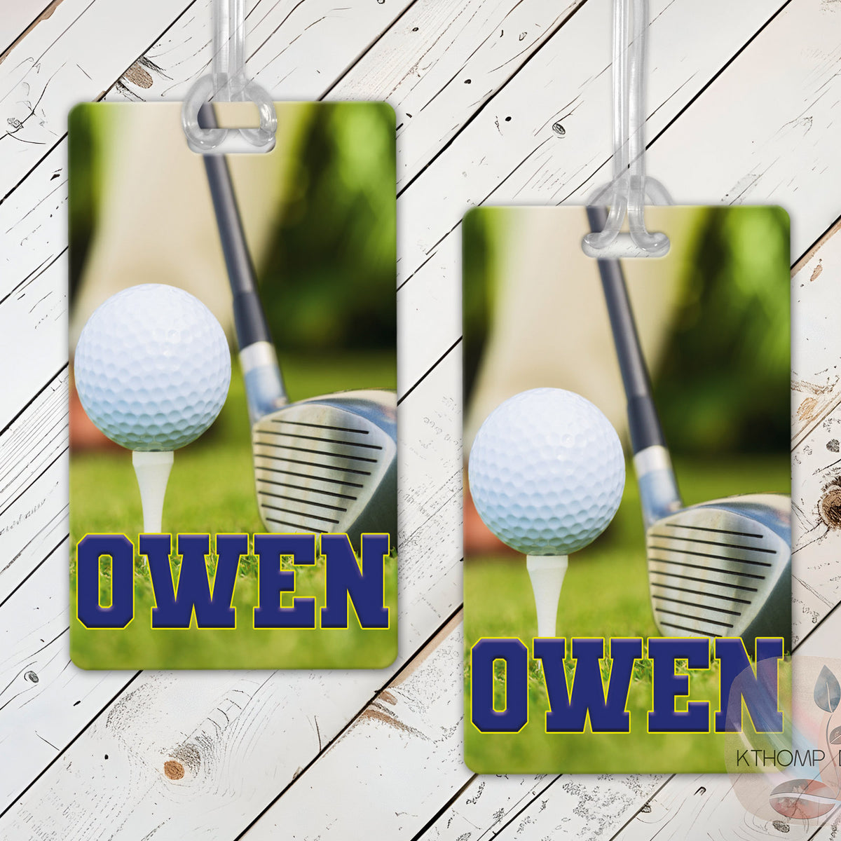 Personalized Golf Bag Tag with Name and Team Colors