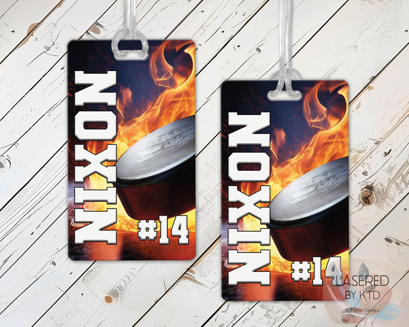 Personalized Hockey Bag Tag with Name and Number
