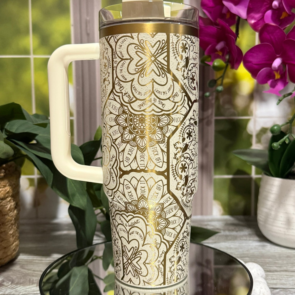 Hidden Cuss Word Mandala 40oz Tumbler - Choose Brand and Color