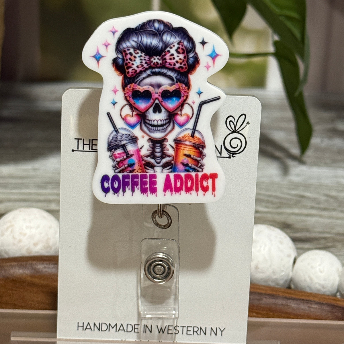 Coffee Addict Retractable Badge Reel