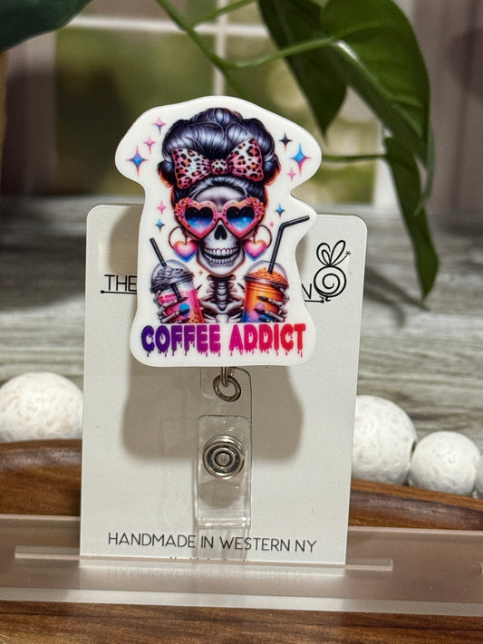 Coffee Addict Retractable Badge Reel