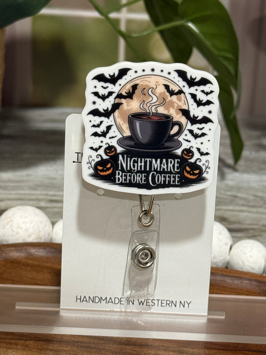Nightmare Before Coffee Retractable Badge Reel