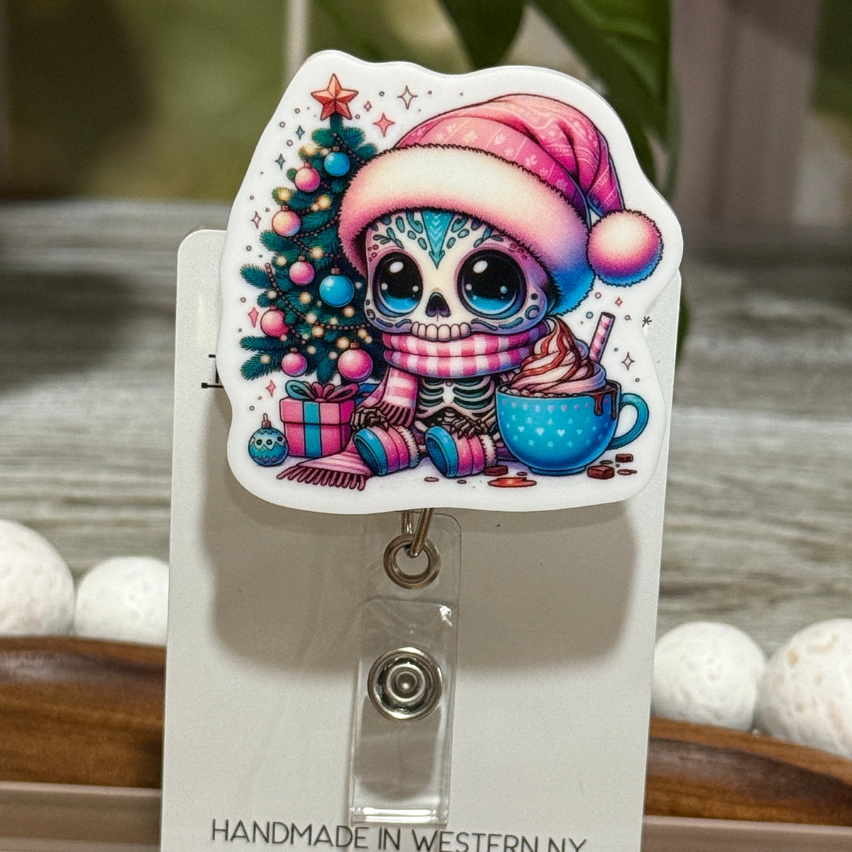 Christmas Winter Skeleton Retractable Badge Reel