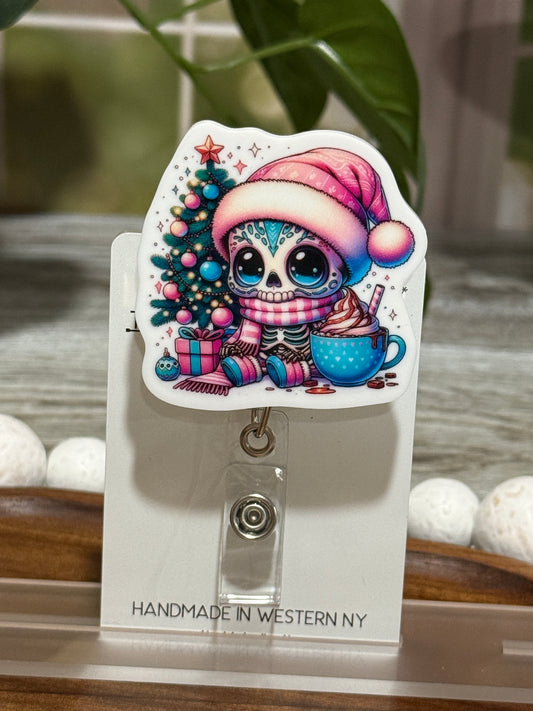 Christmas Winter Skeleton Retractable Badge Reel