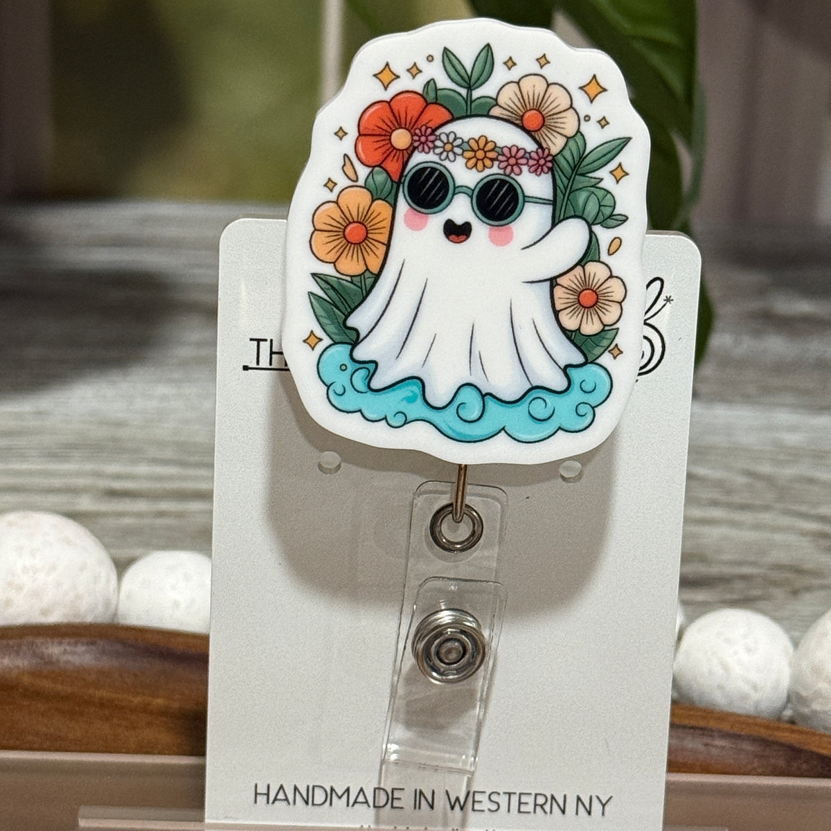 Hippie Ghost Retractable Badge Reel