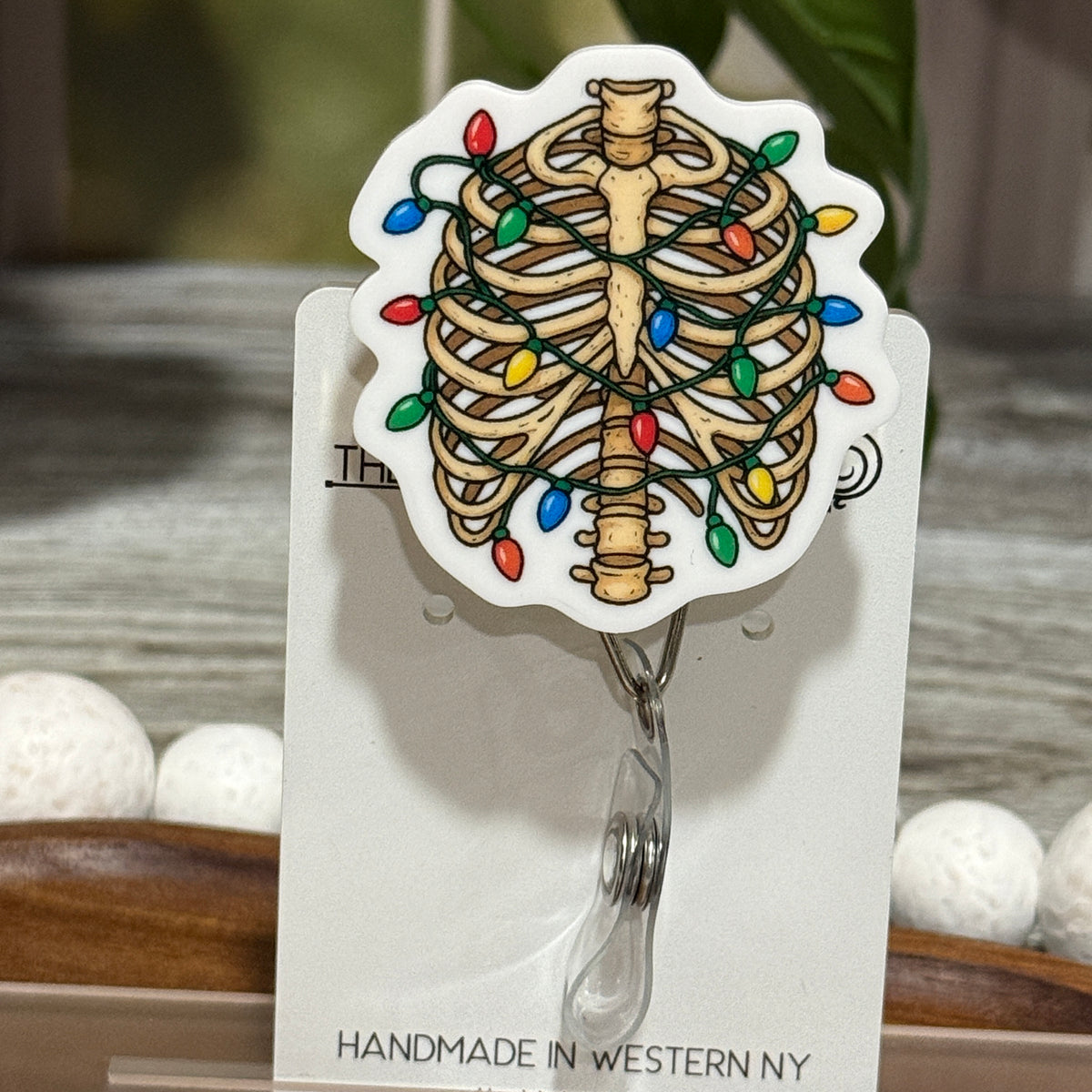 Festive Skeleton Ribcage Retractable Badge Reel