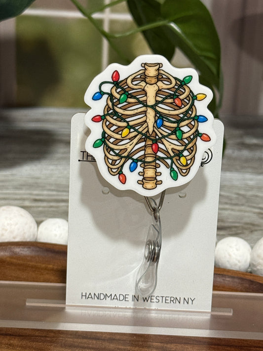 Festive Skeleton Ribcage Retractable Badge Reel