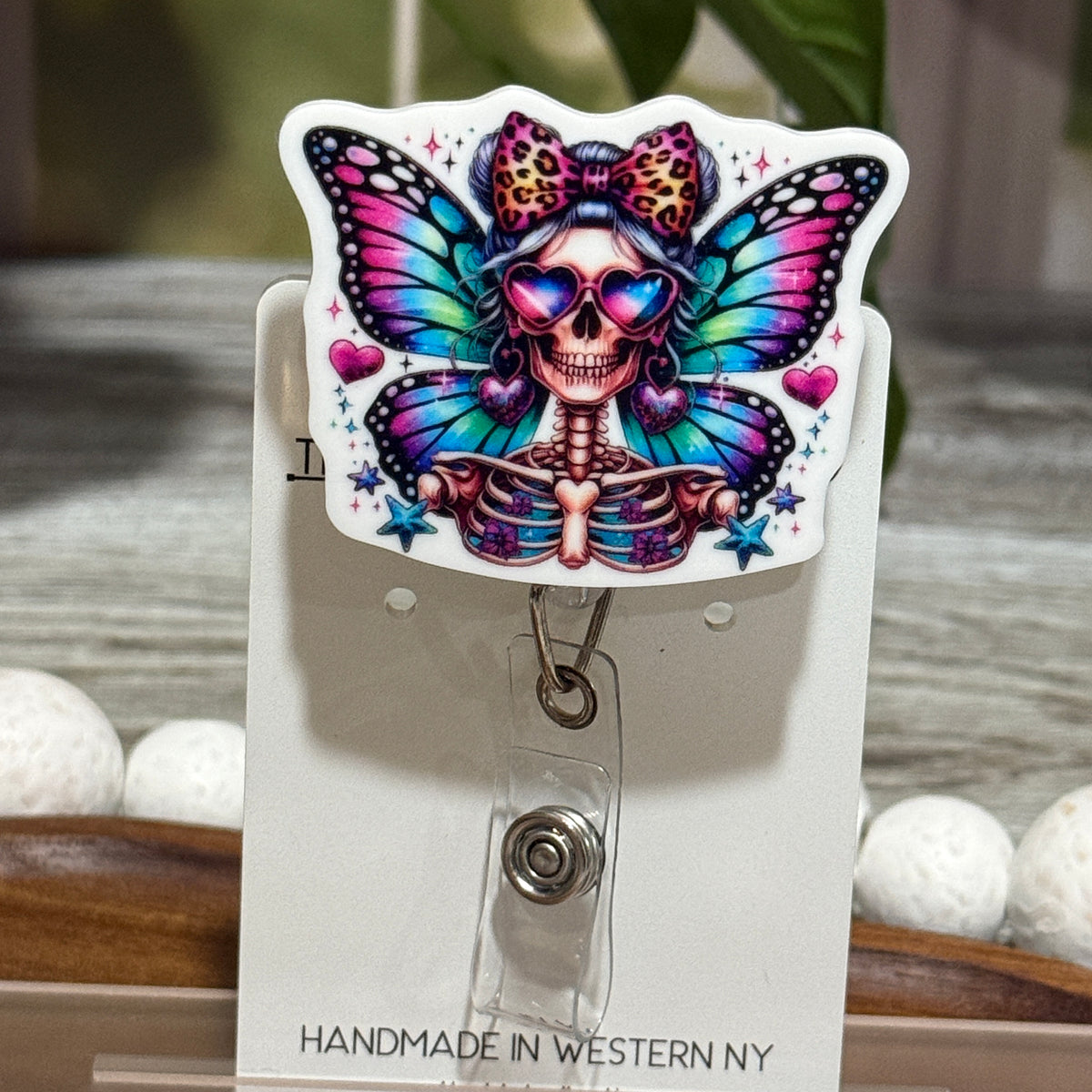 Butterfly Skeleton Retractable Badge Reel