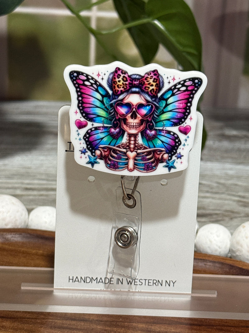 Butterfly Skeleton Retractable Badge Reel