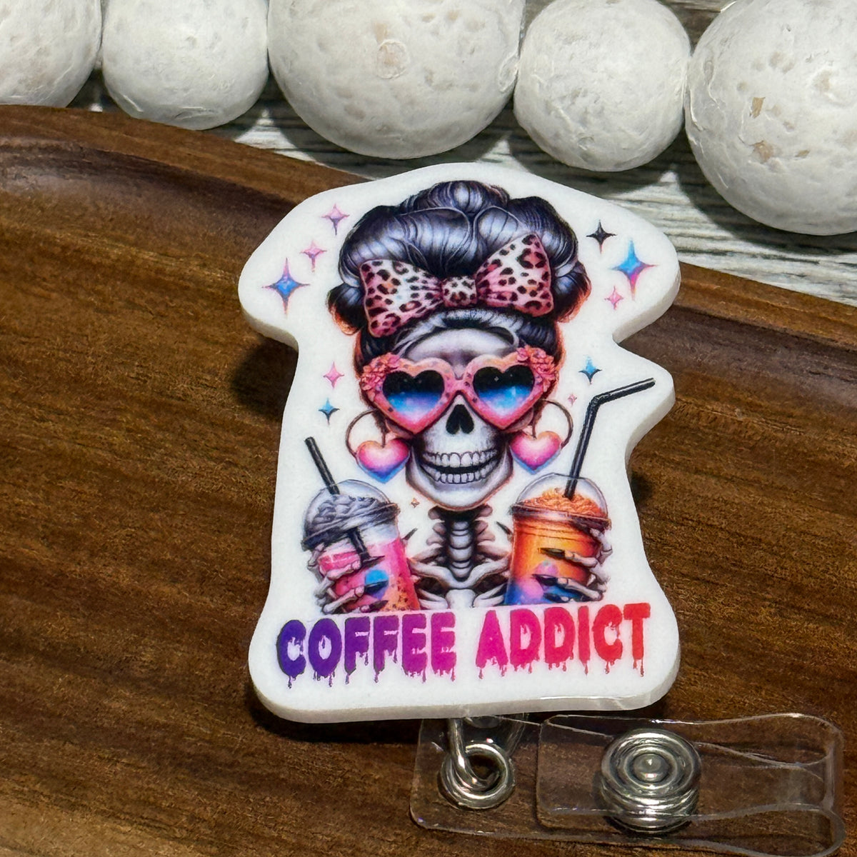 Coffee Addict Retractable Badge Reel