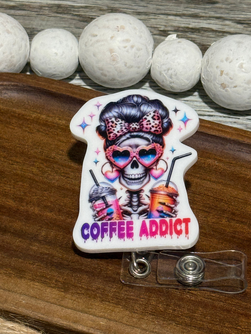 Coffee Addict Retractable Badge Reel