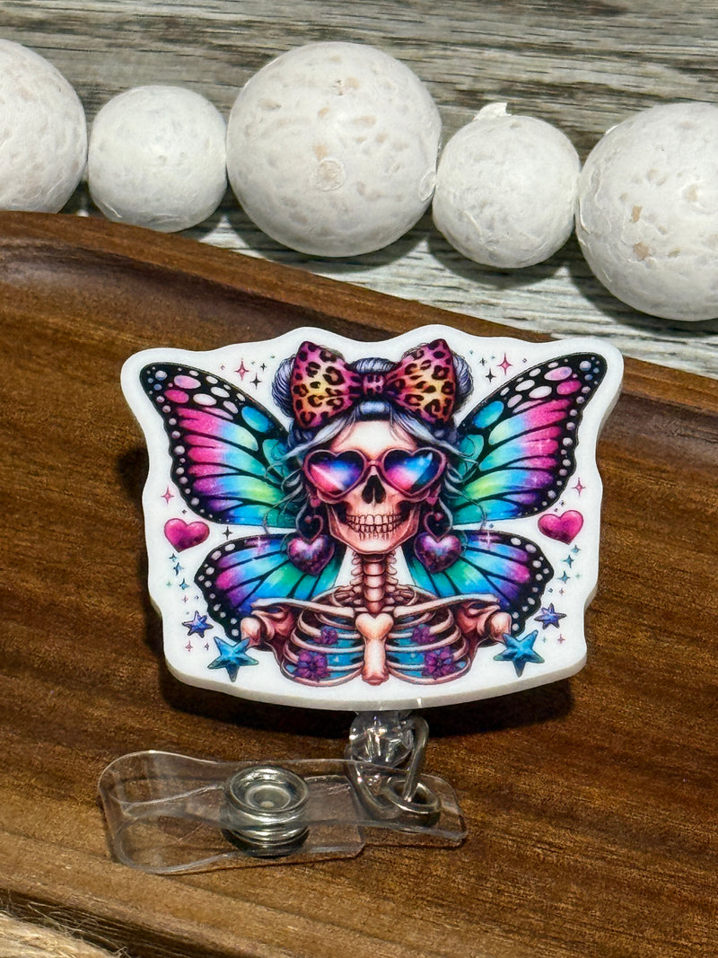 Butterfly Skeleton Retractable Badge Reel