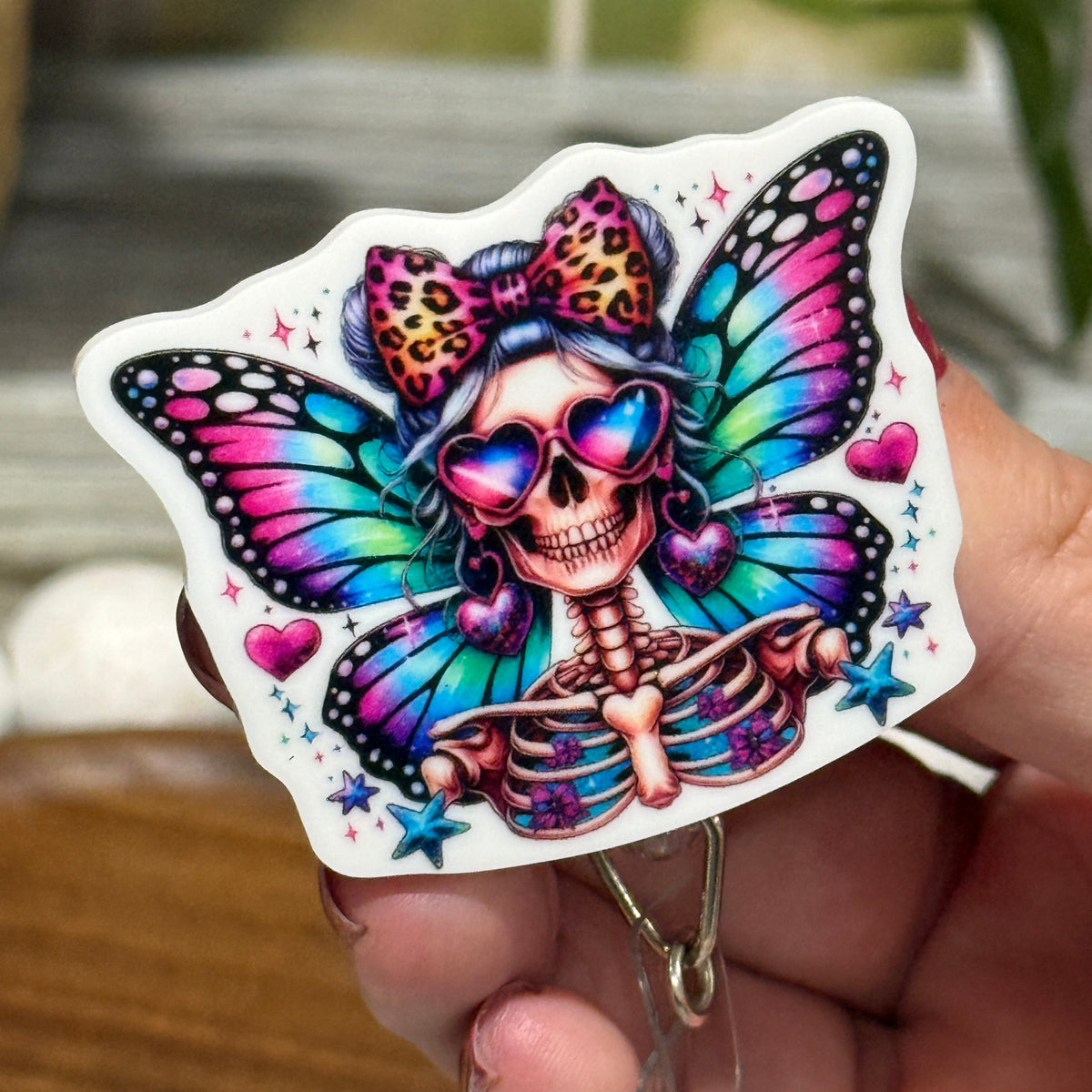 Butterfly Skeleton Retractable Badge Reel