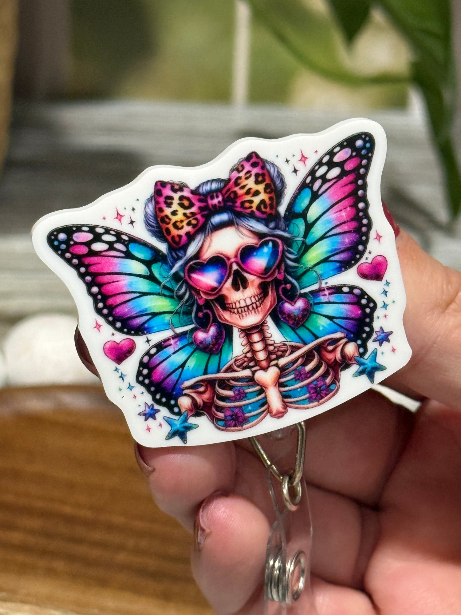 Butterfly Skeleton Retractable Badge Reel