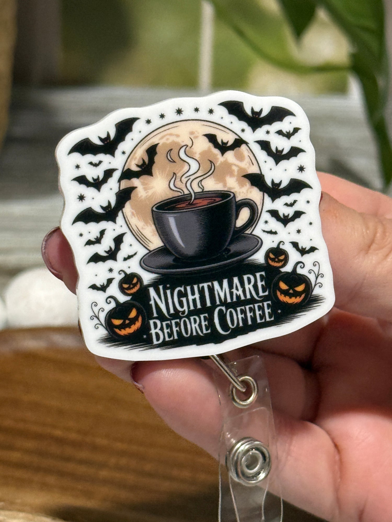Nightmare Before Coffee Retractable Badge Reel