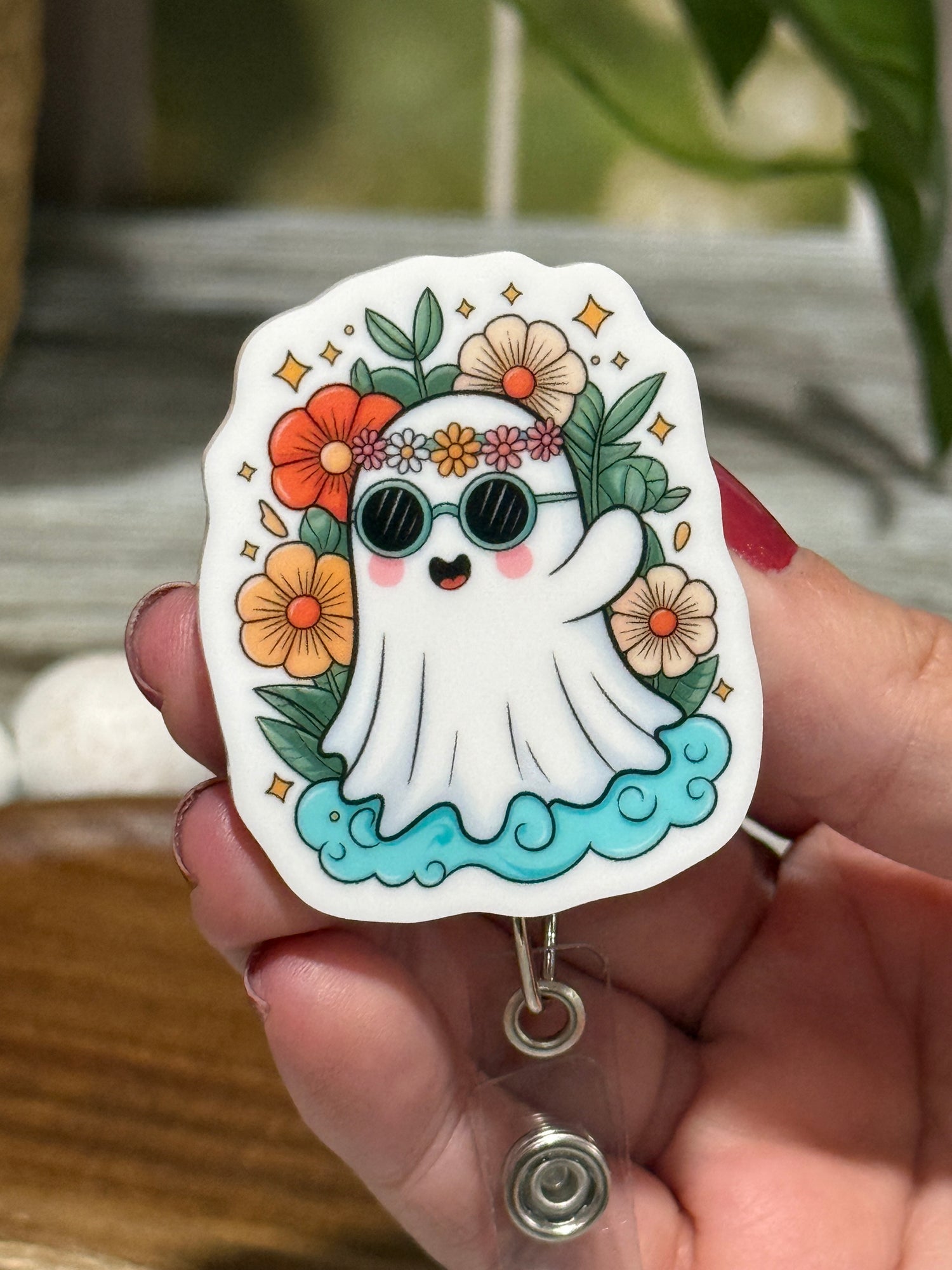 Hippie Ghost Retractable Badge Reel