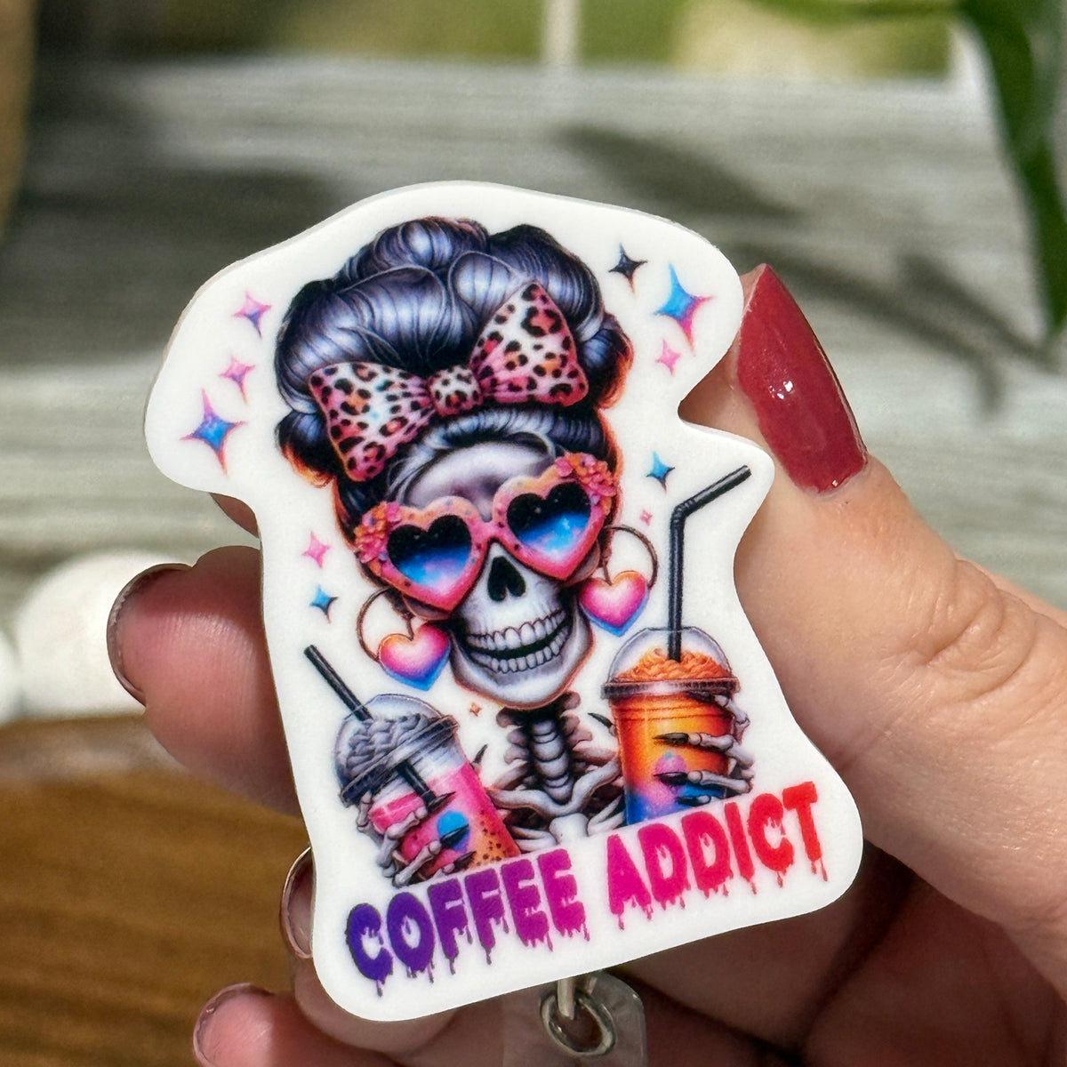 Coffee Addict Retractable Badge Reel