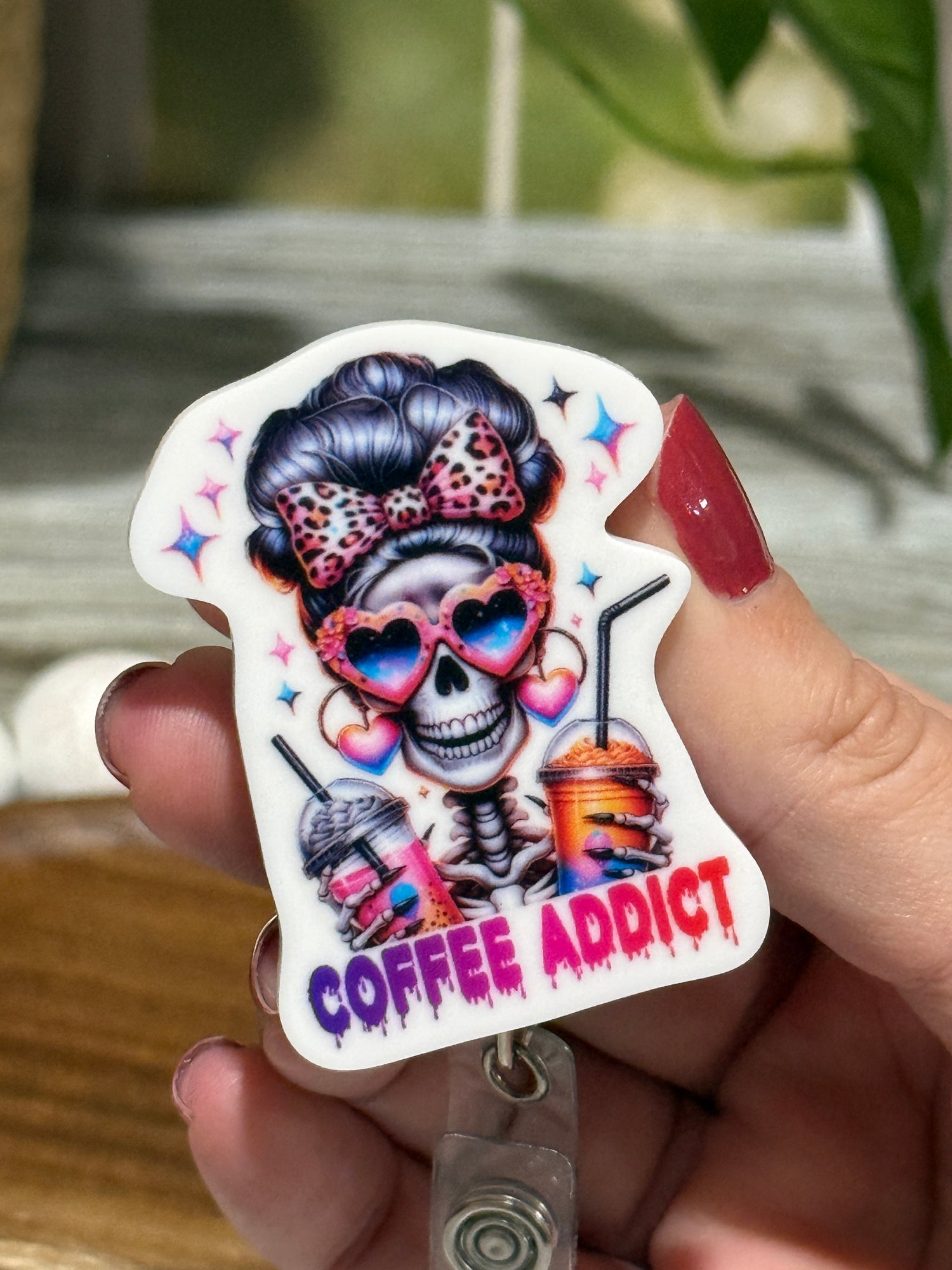 Coffee Addict Retractable Badge Reel