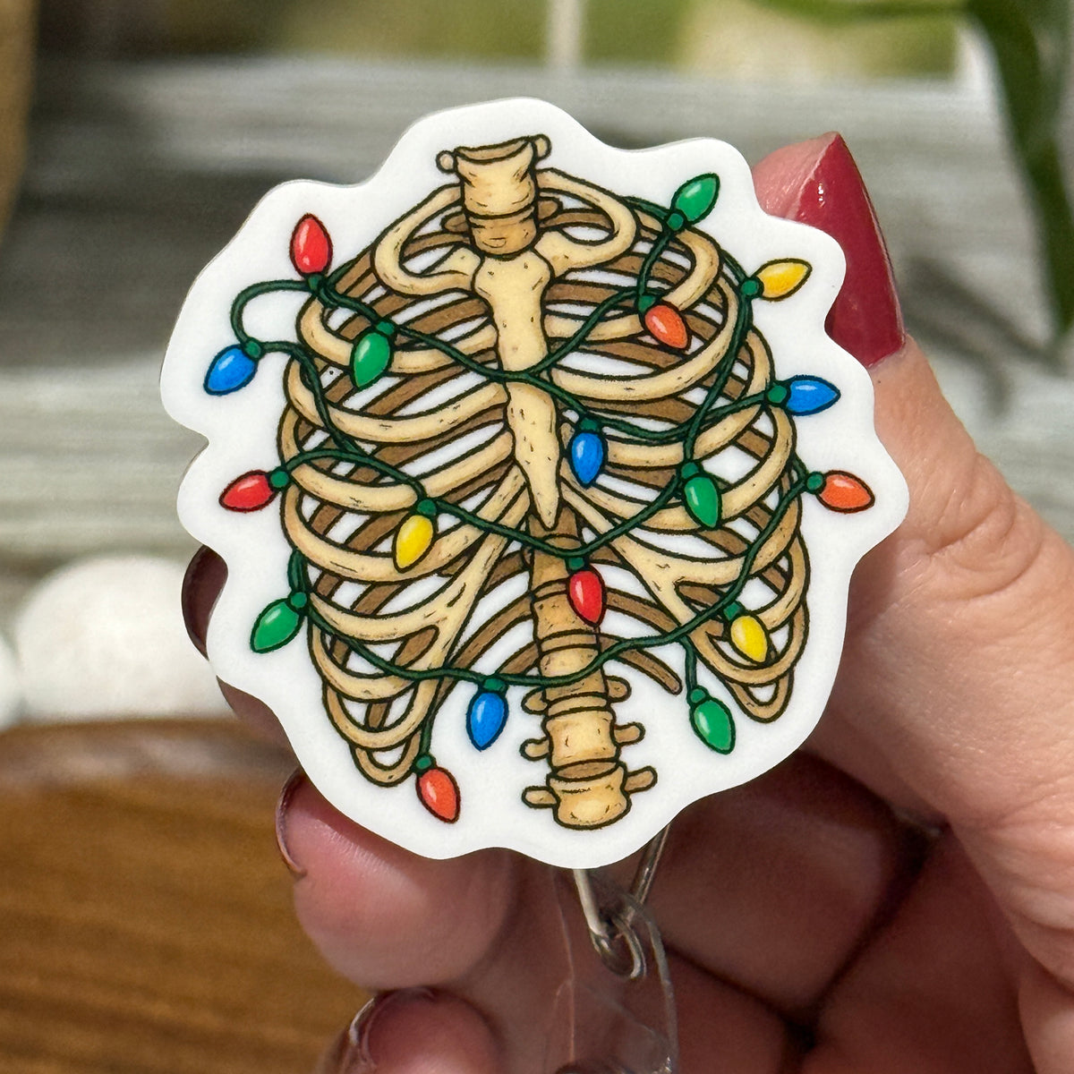 Festive Skeleton Ribcage Retractable Badge Reel