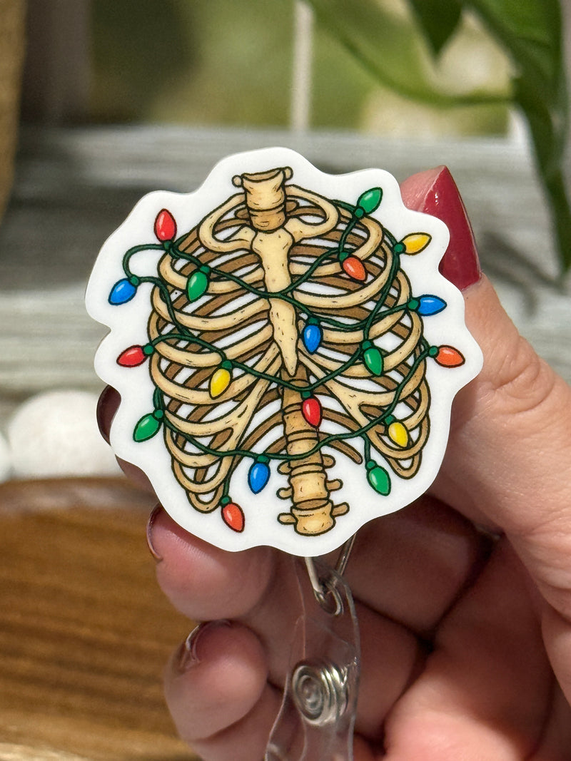 Festive Skeleton Ribcage Retractable Badge Reel