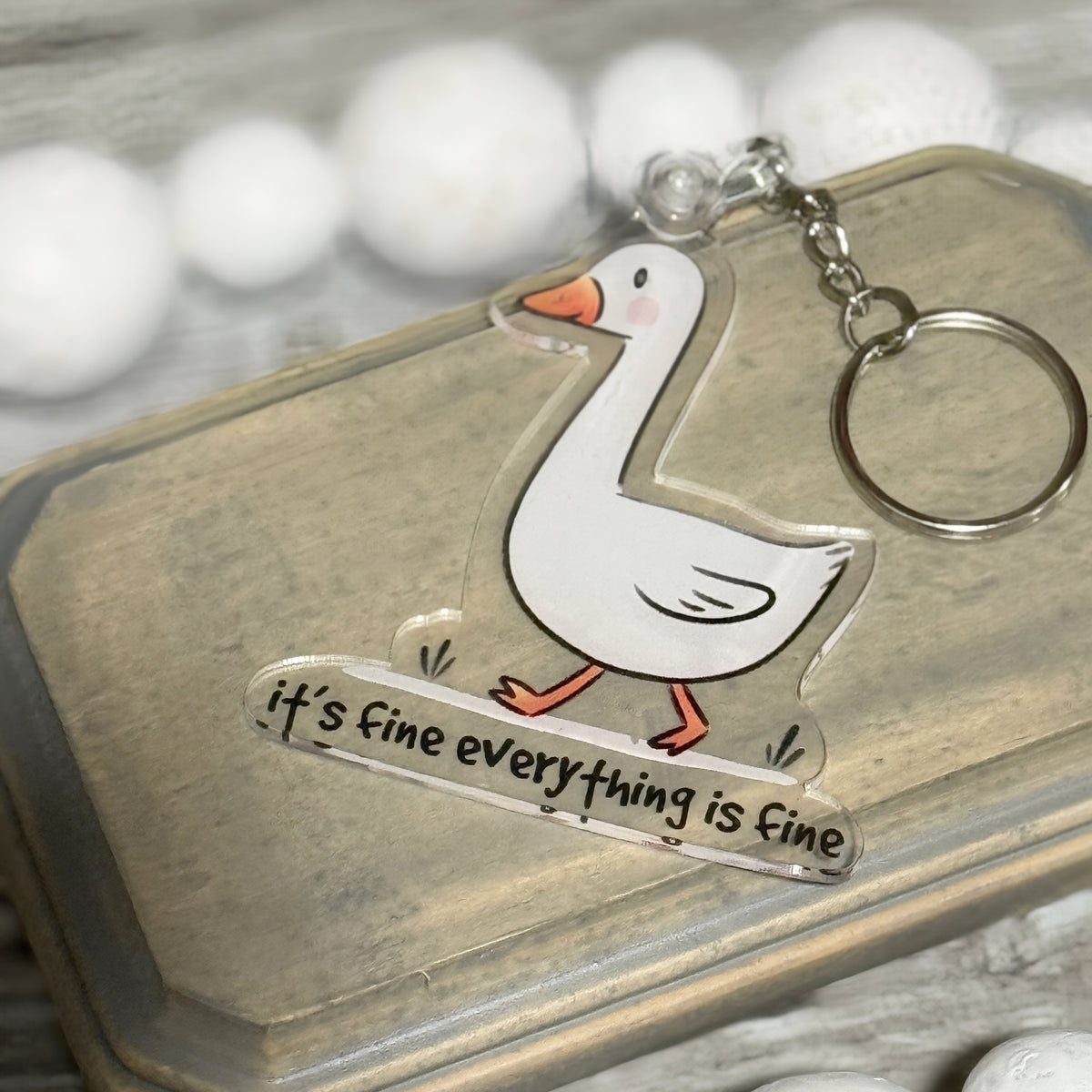 Silly Goose Acrylic Keychain – Funny UV Printed Key Ring with 4 Style Options + Tassel