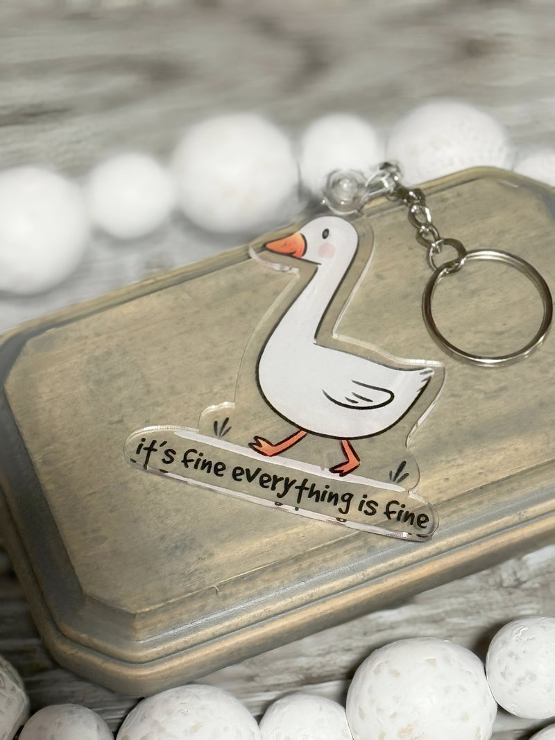 Silly Goose Acrylic Keychain – Funny UV Printed Key Ring with 4 Style Options + Tassel