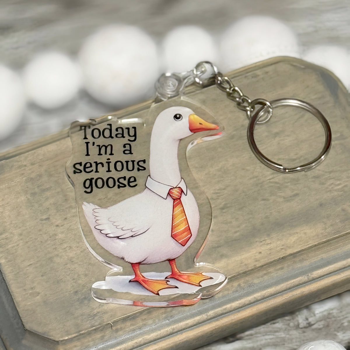 Silly Goose Acrylic Keychain – Funny UV Printed Key Ring with 4 Style Options + Tassel
