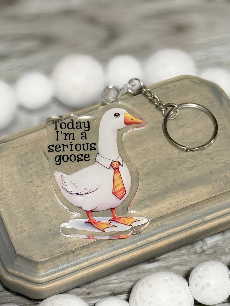 Silly Goose Acrylic Keychain – Funny UV Printed Key Ring with 4 Style Options + Tassel