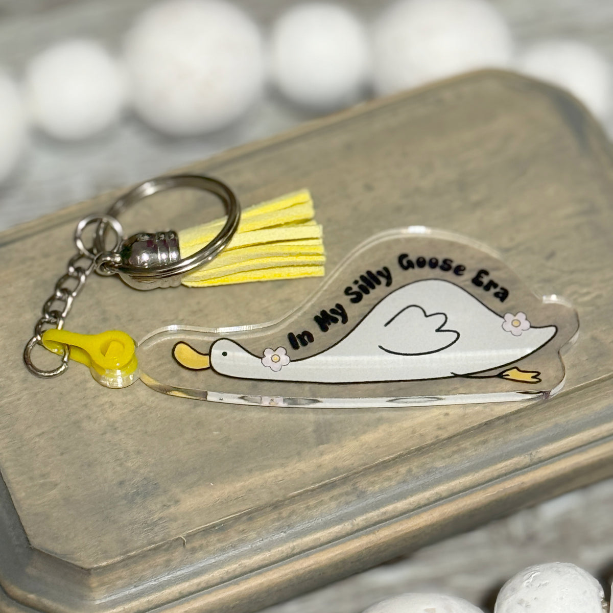 Silly Goose Acrylic Keychain – Funny UV Printed Key Ring with 4 Style Options + Tassel