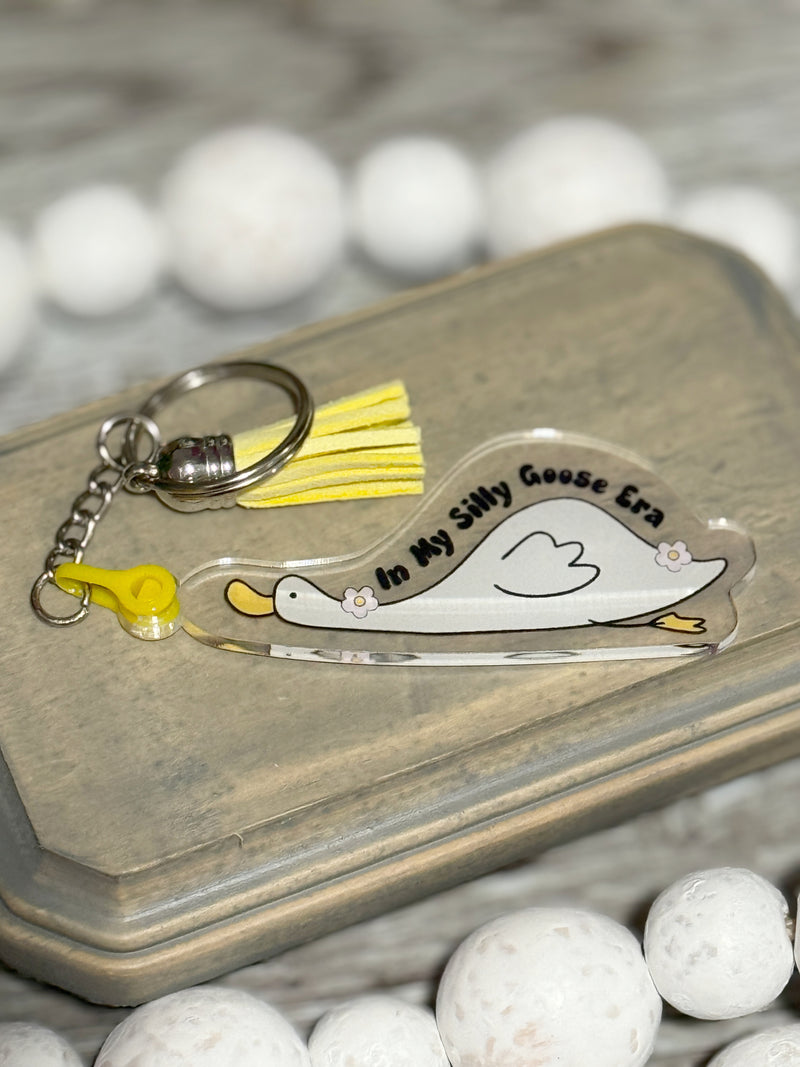 Silly Goose Acrylic Keychain – Funny UV Printed Key Ring with 4 Style Options + Tassel