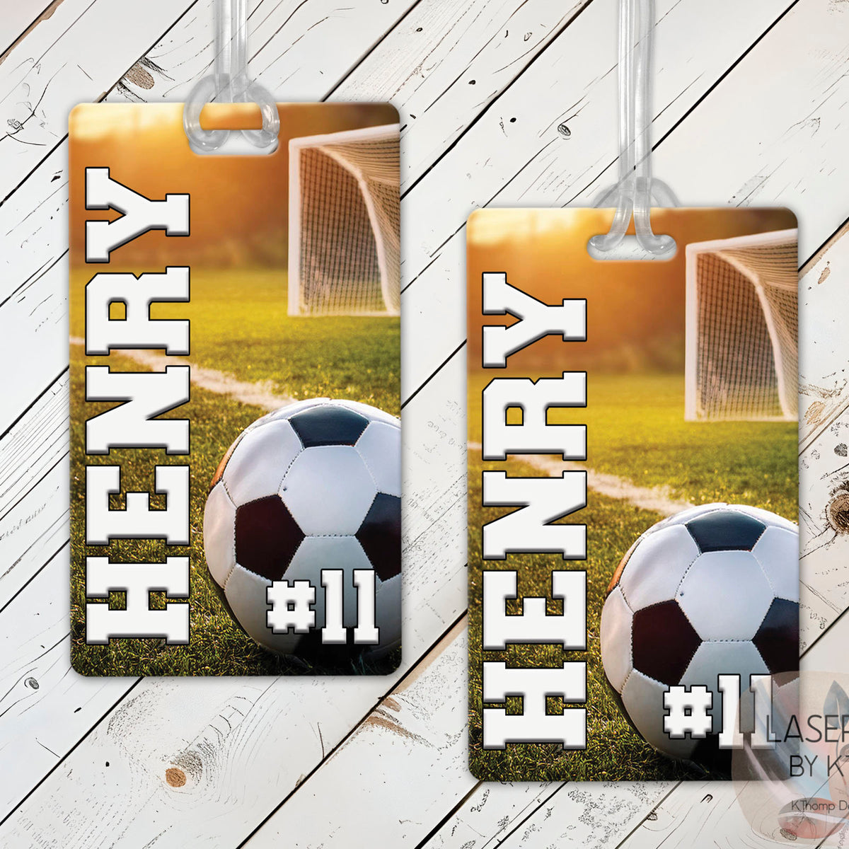 Personalized Soccer Bag Tag with Name and Number