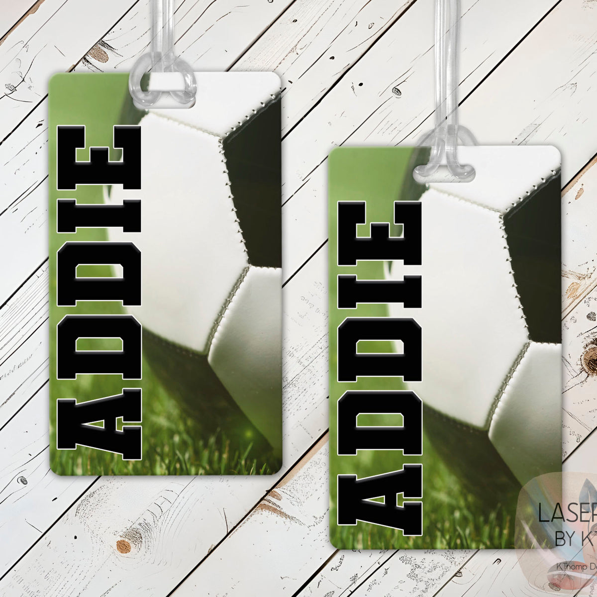 Personalized Soccer Bag Tag with Name and Number