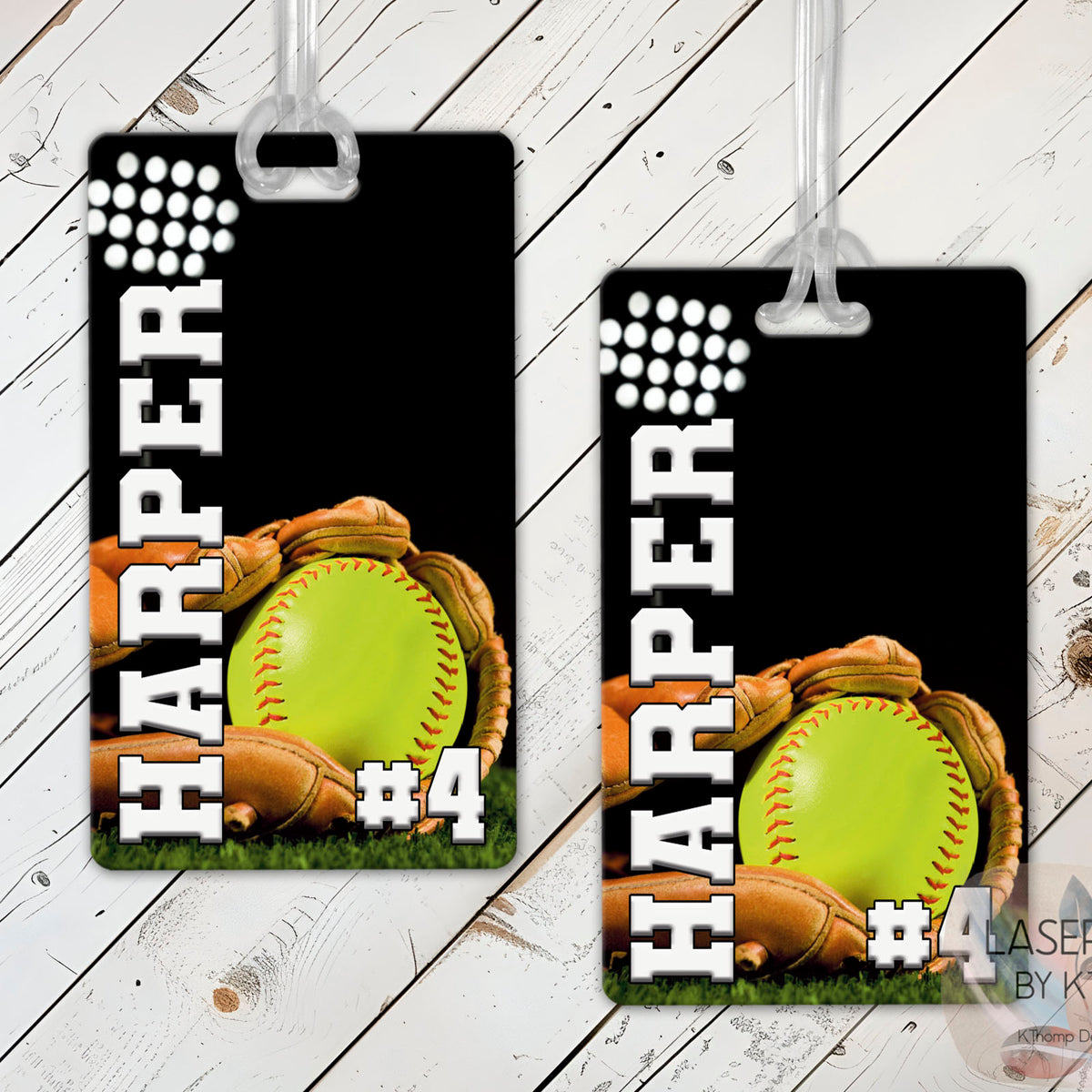 Personalized Softball Bag Tag with Name and Number