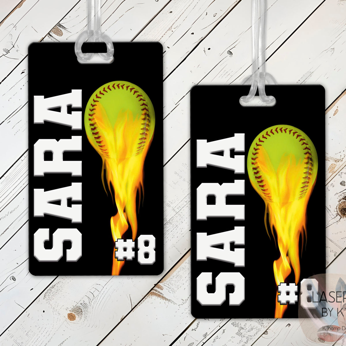 Personalized Softball Bag Tag with Name and Number