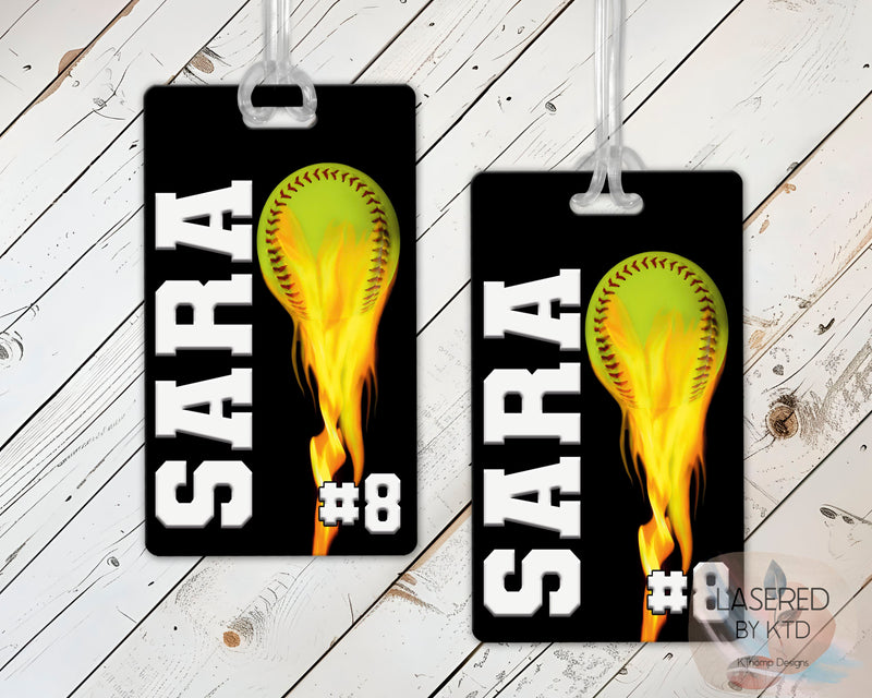 Personalized Softball Bag Tag with Name and Number